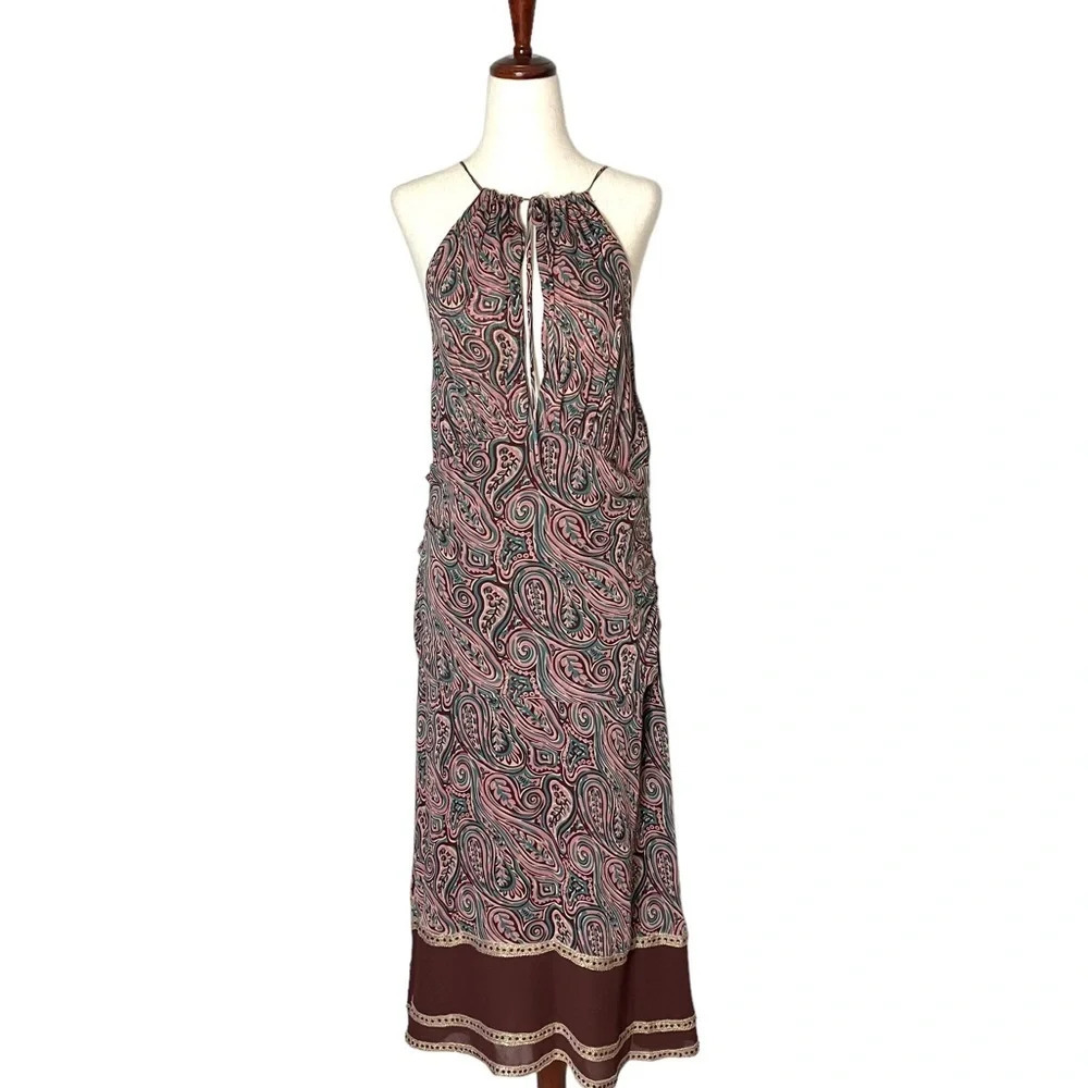 REISS Silk Halter Midi Dress US 10 UK 14